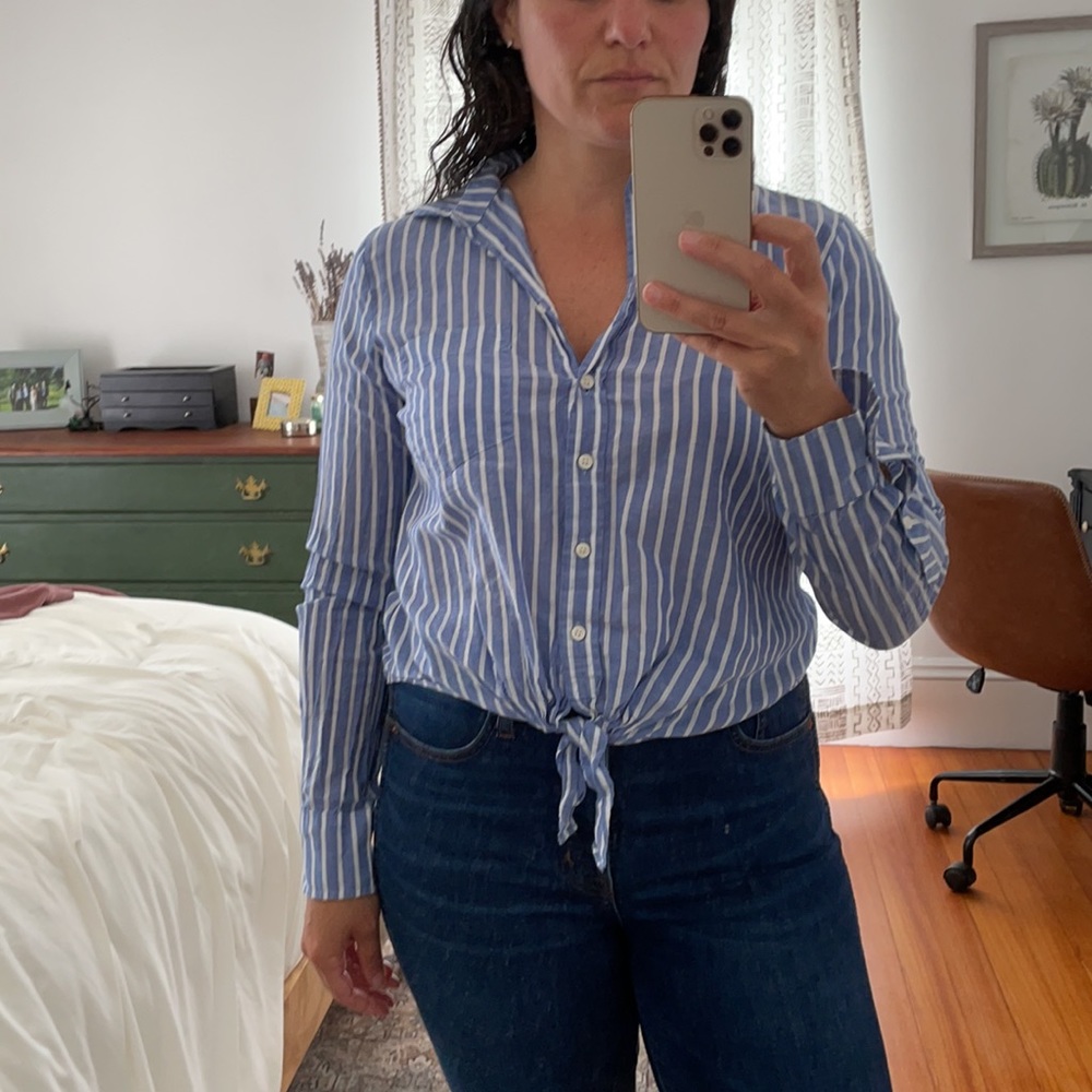 J.Crew Linen front tie blouse